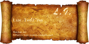 Lux Ivána névjegykártya
